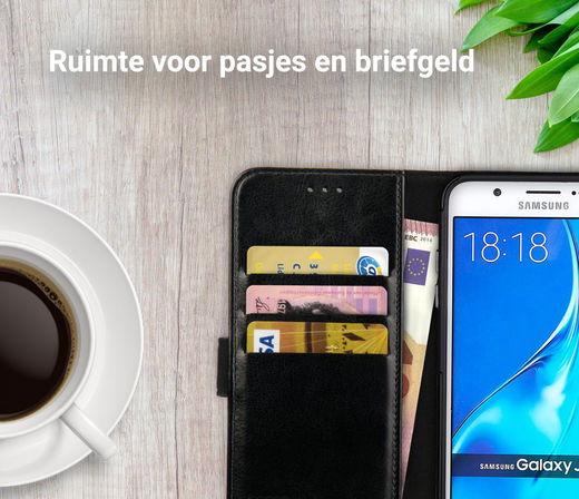 Rosso Element Samsung Galaxy J7 2016 Hoesje Book Cover Zwart afbeelding 9