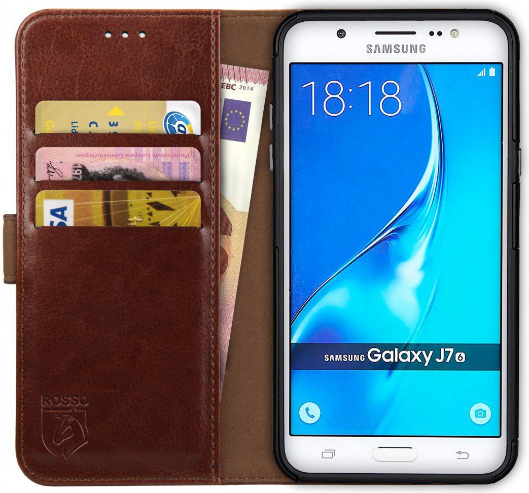 Rosso Element Samsung Galaxy J7 2016 Hoesje Book Cover Bruin afbeelding 1