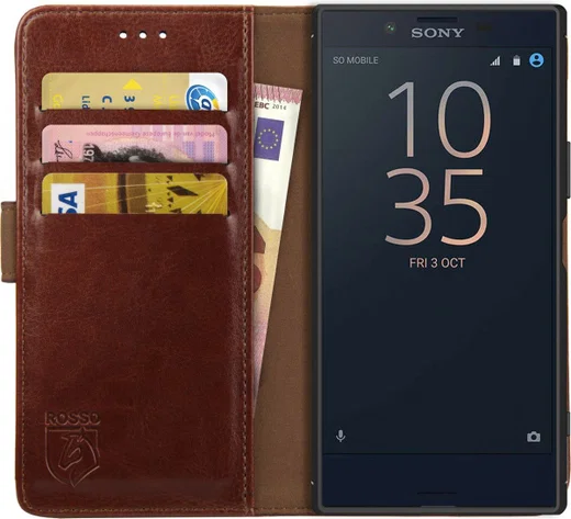 Rosso Element Sony Xperia XZ Premium Hoesje Book Cover Bruin afbeelding 1