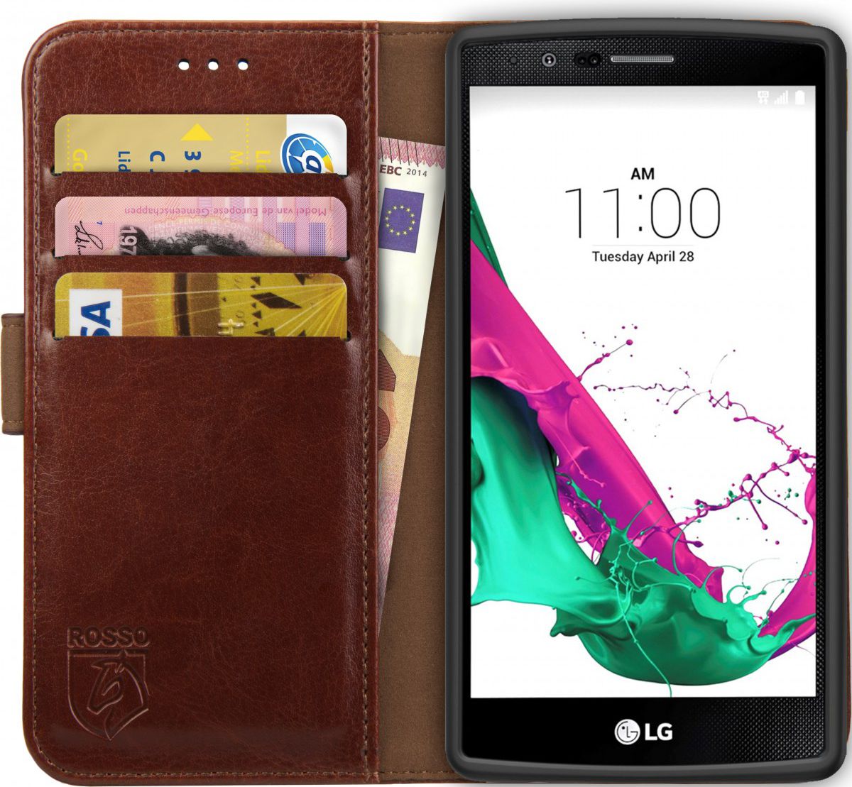 Rosso Element LG G4 Hoesje Book Cover Bruin afbeelding 1