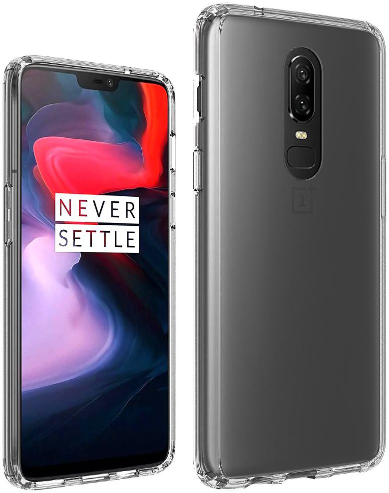OnePlus 6 Hybrid Armor TPU Hoesje Back Cover Transparant afbeelding 2
