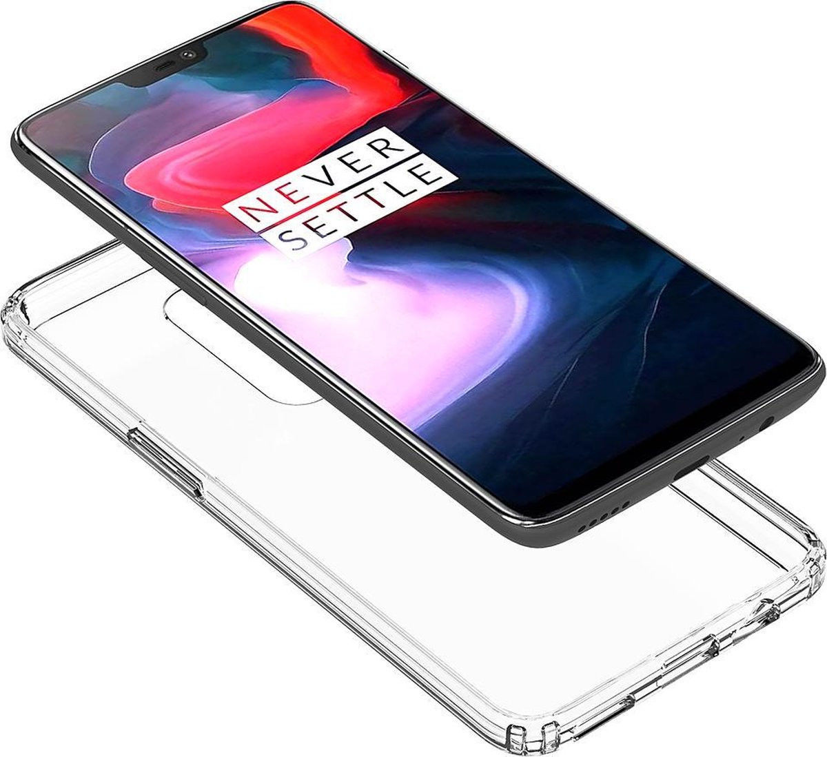 OnePlus 6 Hybrid Armor TPU Hoesje Back Cover Transparant afbeelding 3
