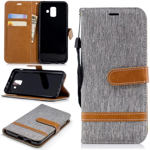Samsung Galaxy A6 Portemonnee Hoesje Grijs afbeelding 13