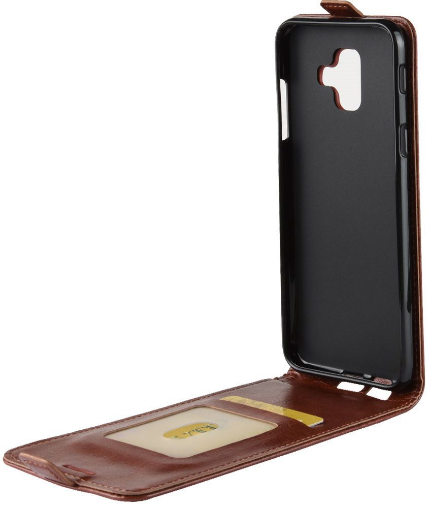 Samsung Galaxy A6 Verticaal Flip Hoesje Bruin afbeelding 9