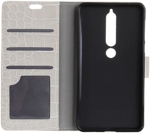 Nokia 6 (2018) Krokodil Portemonnee Hoesje Wit afbeelding 2