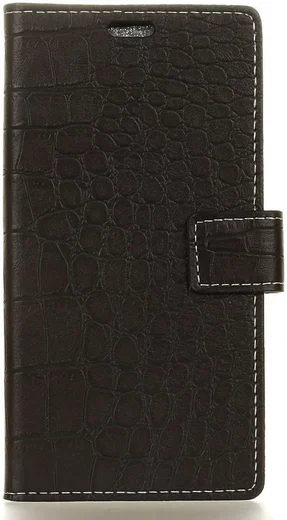 Nokia 6 (2018) Krokodil Portemonnee Hoesje Zwart afbeelding 1