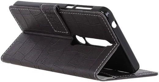 Nokia 6 (2018) Krokodil Portemonnee Hoesje Zwart afbeelding 2