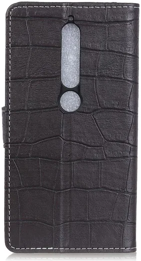 Nokia 6 (2018) Krokodil Portemonnee Hoesje Zwart afbeelding 3