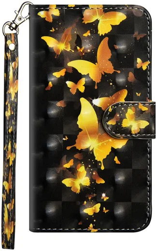 Nokia 6 (2018) Lederen Portemonnee Hoesje met Print Vlinders afbeelding 1