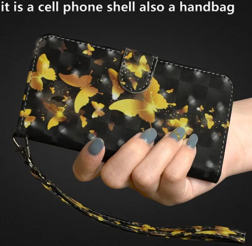 Nokia 6 (2018) Lederen Portemonnee Hoesje met Print Vlinders afbeelding 11