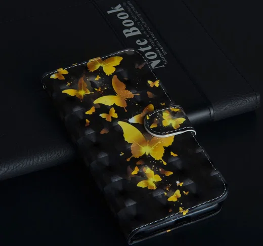Nokia 6 (2018) Lederen Portemonnee Hoesje met Print Vlinders afbeelding 4