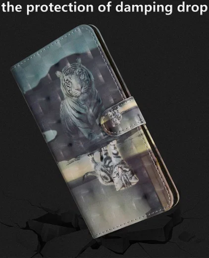 Nokia 6.1 Lederen Portemonnee Hoesje met Print Kat afbeelding 7