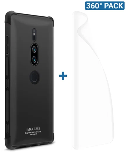IMAK Sony Xperia XZ2 Premium Hoesje met Screenprotector Metaal Zwart afbeelding 1