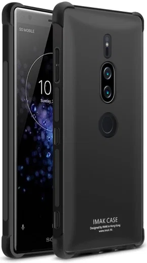 IMAK Sony Xperia XZ2 Premium Hoesje met Screenprotector Metaal Zwart afbeelding 2