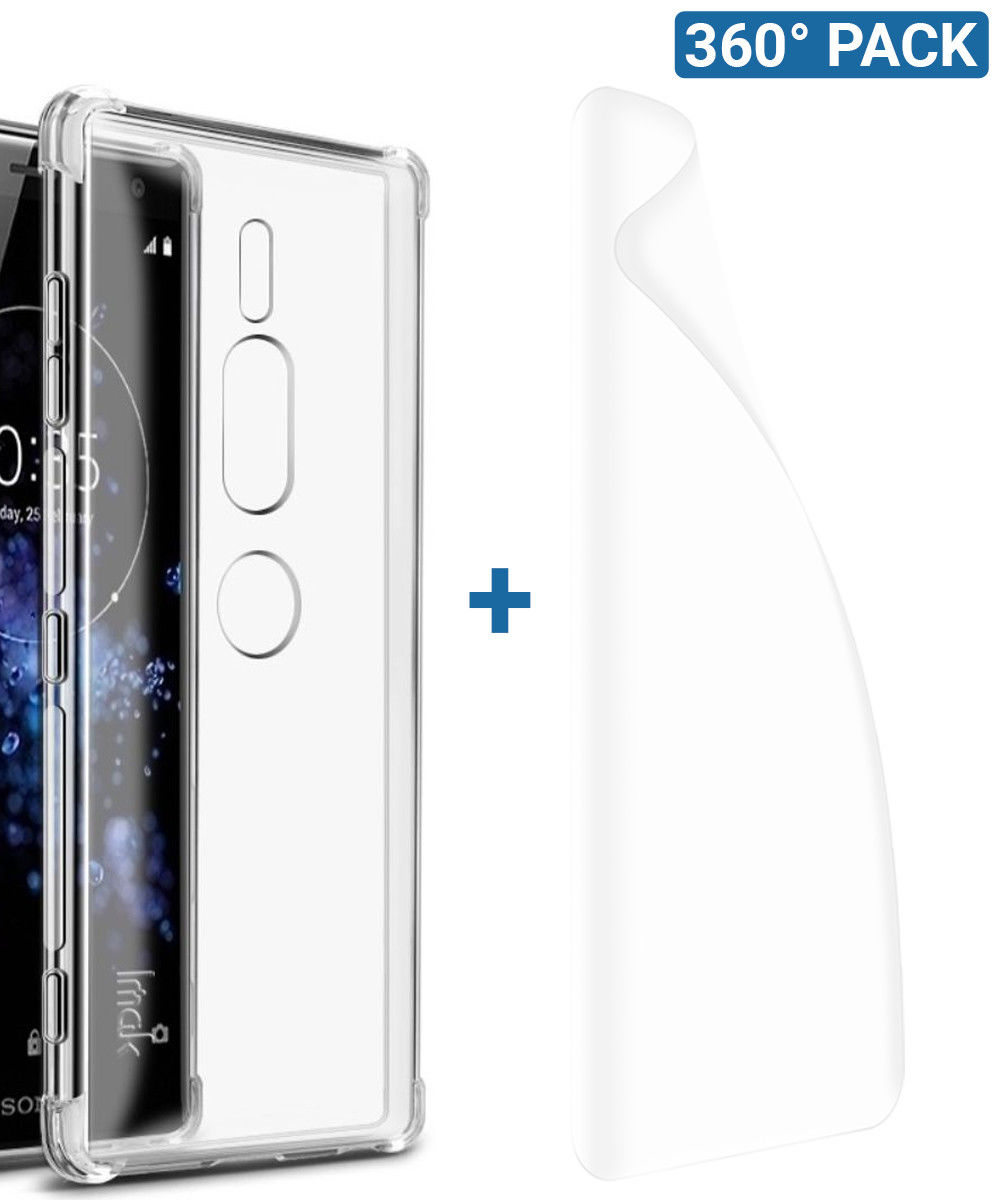 IMAK Sony Xperia XZ2 Premium Hoesje met Screenprotector Transparant afbeelding 1