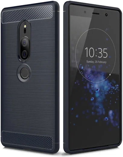 Sony Xperia XZ2 Premium Geborsteld TPU Hoesje Blauw afbeelding 1