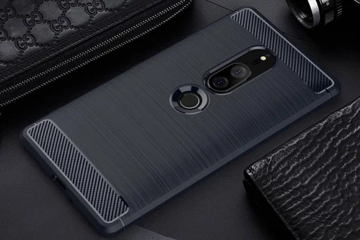 Sony Xperia XZ2 Premium Geborsteld TPU Hoesje Blauw afbeelding 2