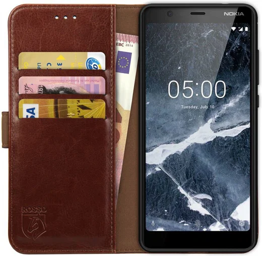 Rosso Element Nokia 5.1 Hoesje Book Cover Bruin afbeelding 1