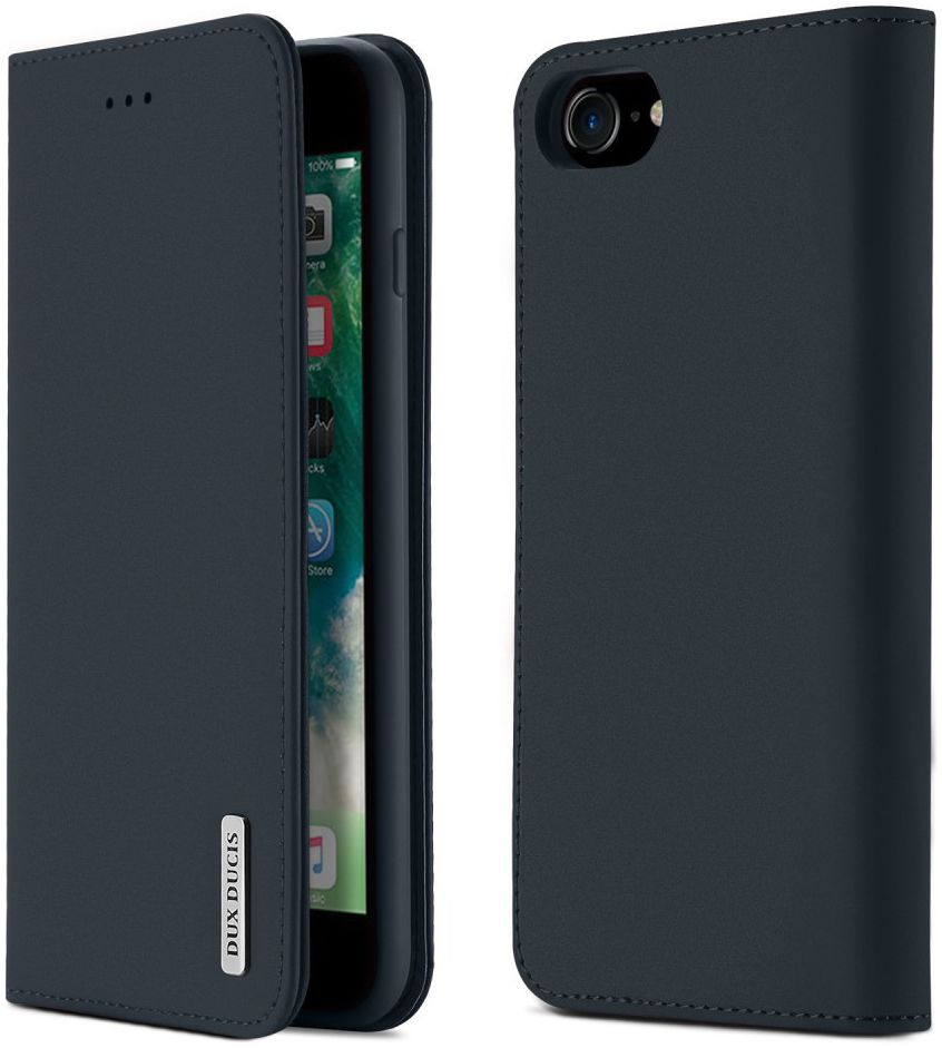 Dux Ducis Luxe Book Case iPhone 8 / 7 / SE 2020 / 2022 Echt Leer Blauw afbeelding 1