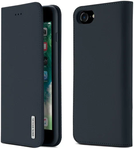Dux Ducis Luxe Book Case iPhone 8 / 7 / SE 2020 / 2022 Echt Leer Blauw afbeelding 1