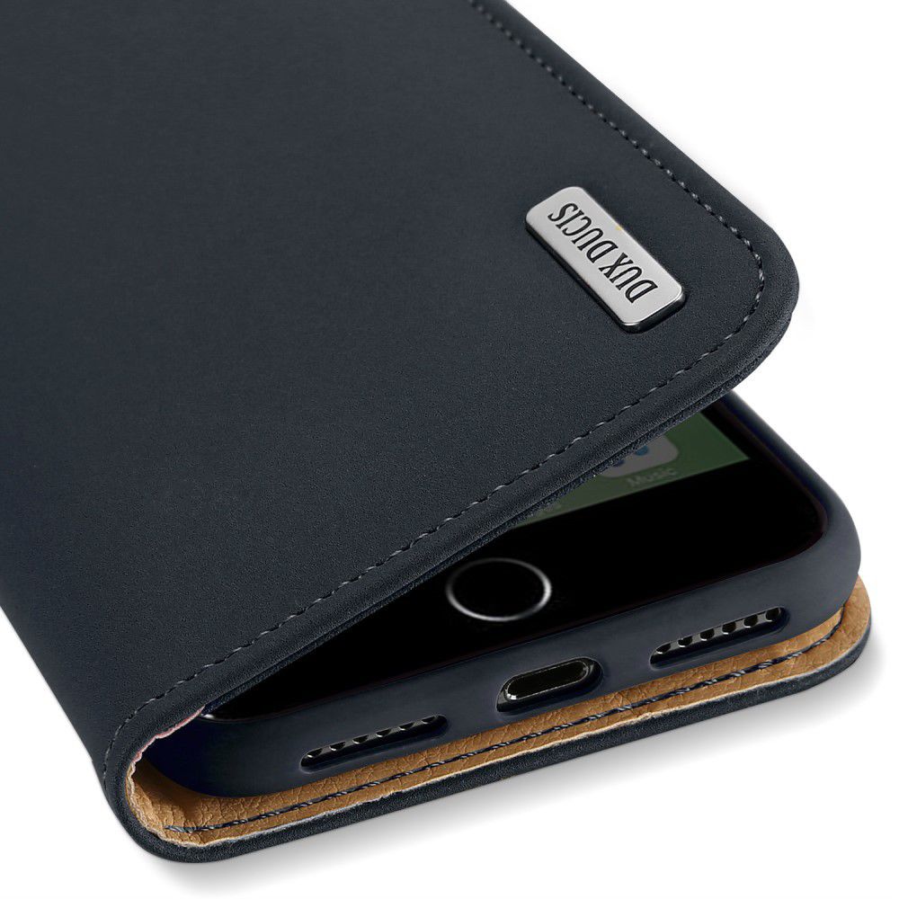 Dux Ducis Luxe Book Case iPhone 8 / 7 / SE 2020 / 2022 Echt Leer Blauw afbeelding 10