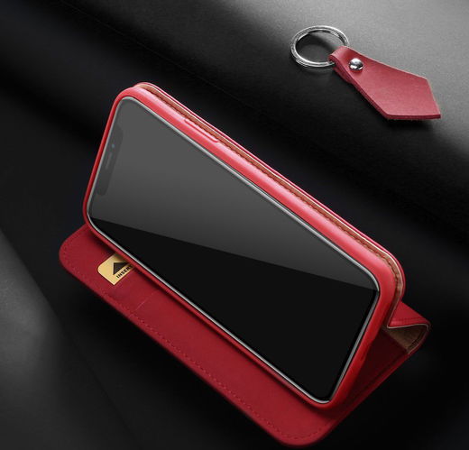 Dux Ducis Luxe Book Case Apple iPhone X Hoesje Echt Leer Rood afbeelding 5