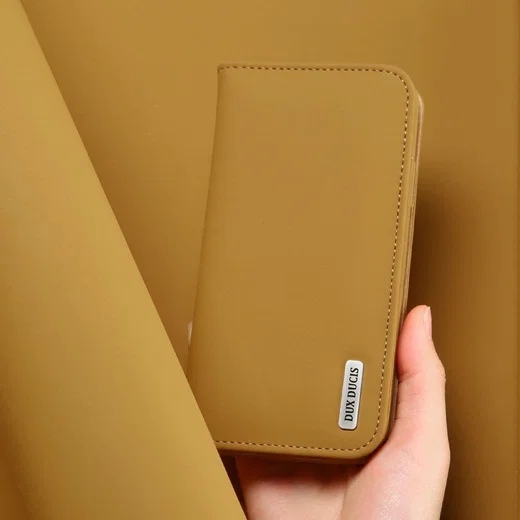 Dux Ducis Luxe Book Case Apple iPhone X Hoesje Echt Leer Khaki afbeelding 4