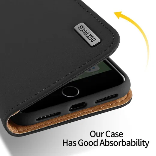 Dux Ducis Luxe Book Case iPhone 8 Plus / 7 Plus Hoesje Echt Leer Zwart afbeelding 4