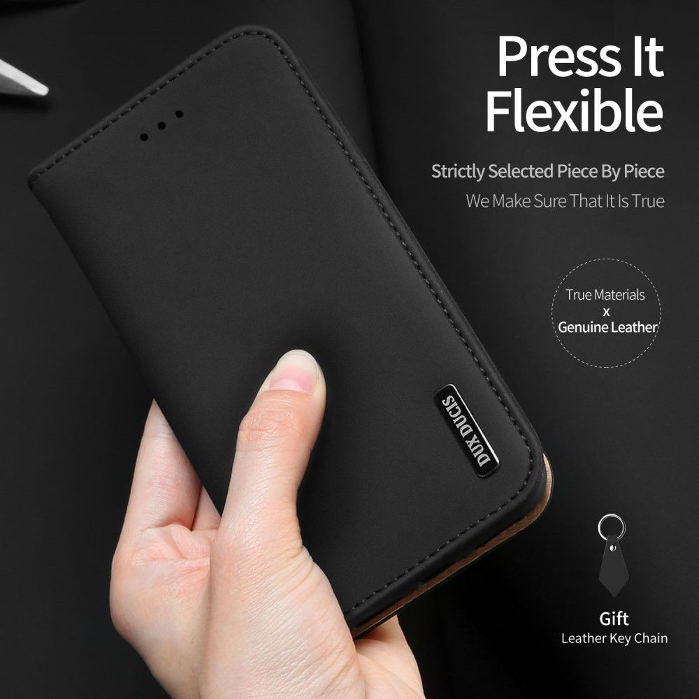 Dux Ducis Luxe Book Case iPhone 8 Plus / 7 Plus Hoesje Echt Leer Zwart afbeelding 5