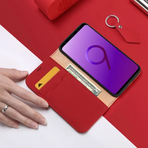 Dux Ducis Luxe Book Case Samsung Galaxy S9 Hoesje Echt Leer Rood afbeelding 2
