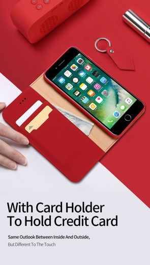 Dux Ducis Luxe Book Case iPhone 8 / 7 / SE 2020 / 2022 Echt Leer Rood afbeelding 7