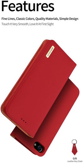 Dux Ducis Luxe Book Case iPhone 8 / 7 / SE 2020 / 2022 Echt Leer Rood afbeelding 9
