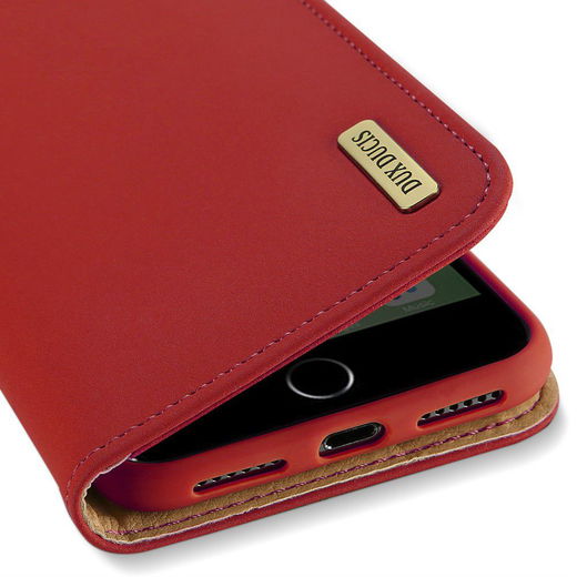 Dux Ducis Luxe Book Case iPhone 8 / 7 / SE 2020 / 2022 Echt Leer Rood afbeelding 4