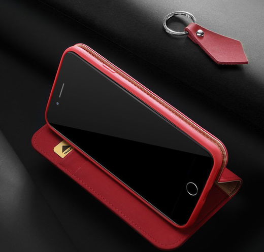 Dux Ducis Luxe Book Case iPhone 8 / 7 / SE 2020 / 2022 Echt Leer Rood afbeelding 10