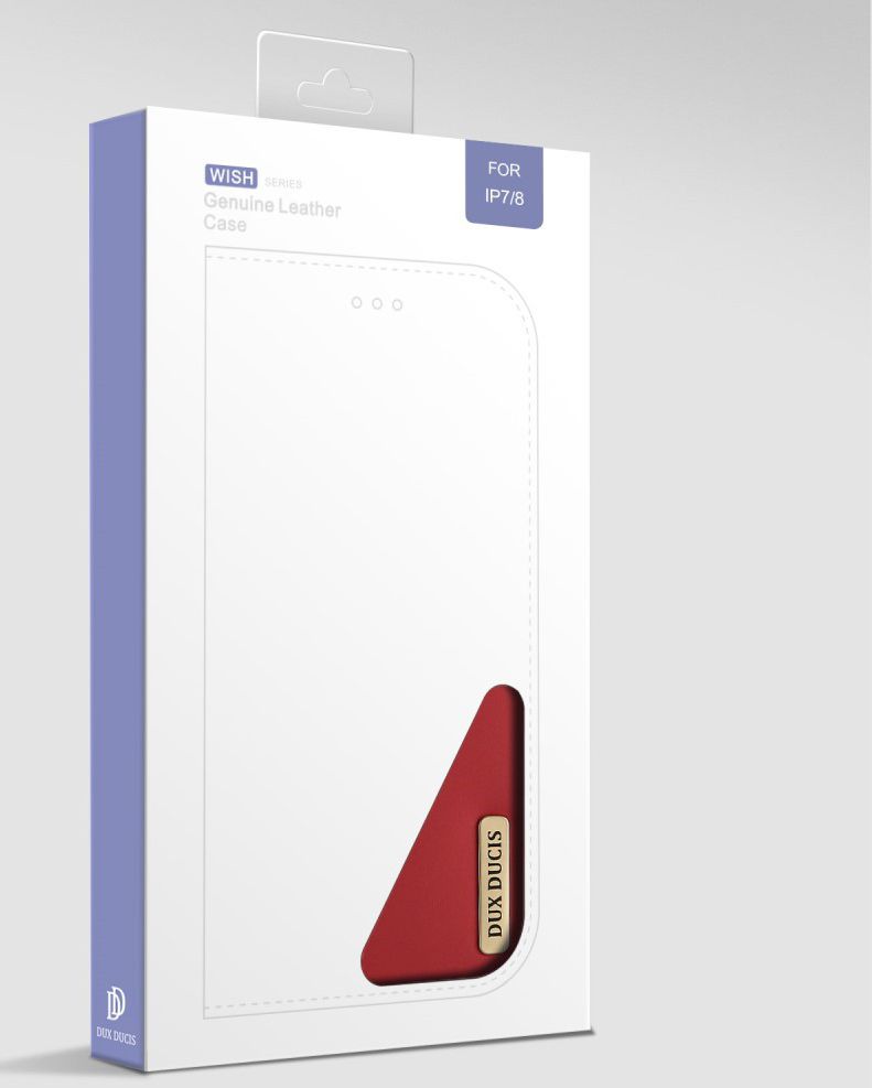 Dux Ducis Luxe Book Case iPhone 8 / 7 / SE 2020 / 2022 Echt Leer Rood afbeelding 6