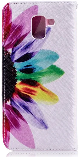 Samsung Galaxy J6 (2018) Lederen Portemonnee Hoesje Bloem afbeelding 6