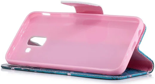 Samsung Galaxy J6 (2018) Lederen Portemonnee Hoesje Pink Flowers afbeelding 8