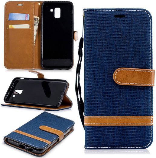 Samsung Galaxy J6 (2018) Jeans Portemonnee Hoesje Donker Blauw afbeelding 12