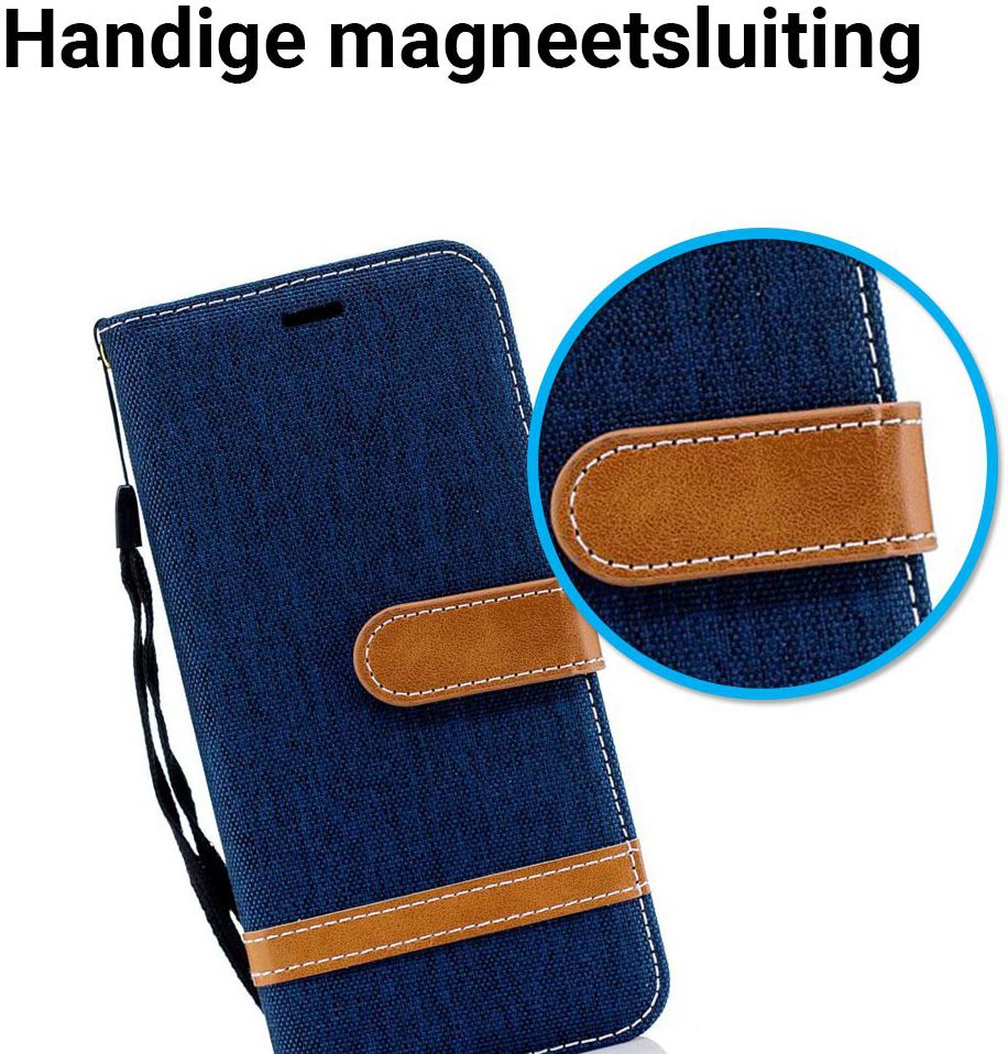 Samsung Galaxy J6 (2018) Jeans Portemonnee Hoesje Donker Blauw afbeelding 2