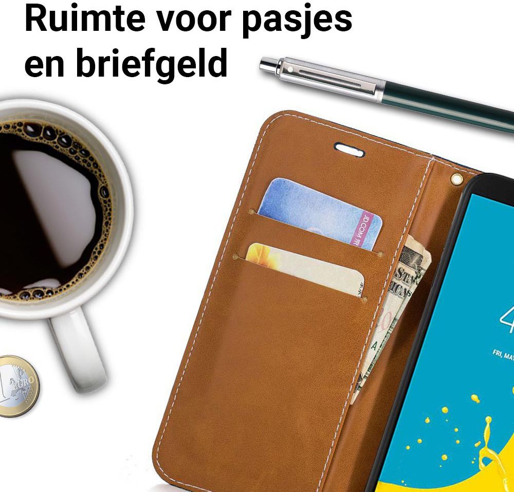 Samsung Galaxy J6 (2018) Jeans Portemonnee Hoesje Donker Blauw afbeelding 3