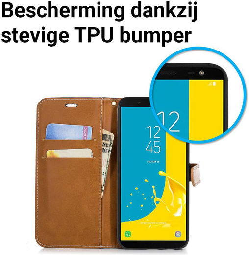Samsung Galaxy J6 (2018) Jeans Portemonnee Hoesje Donker Blauw afbeelding 4