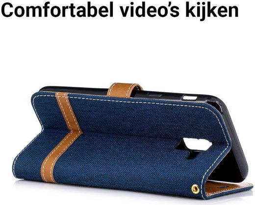 Samsung Galaxy J6 (2018) Jeans Portemonnee Hoesje Donker Blauw afbeelding 5