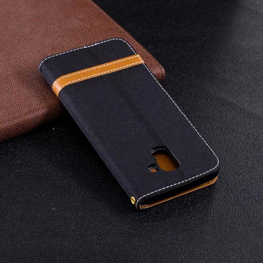 Samsung Galaxy J6 (2018) Jeans Portemonnee Hoesje Zwart afbeelding 14