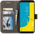Samsung Galaxy J6 (2018) Lederen Wallet Hoesje Flower Print Grijs afbeelding 2
