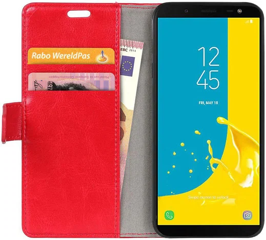 Samsung Galaxy J6 (2018) Crazy Horse Portemonnee Hoesje Rood afbeelding 2