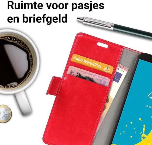 Samsung Galaxy J6 (2018) Crazy Horse Portemonnee Hoesje Rood afbeelding 4
