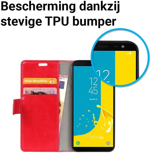Samsung Galaxy J6 (2018) Crazy Horse Portemonnee Hoesje Rood afbeelding 5