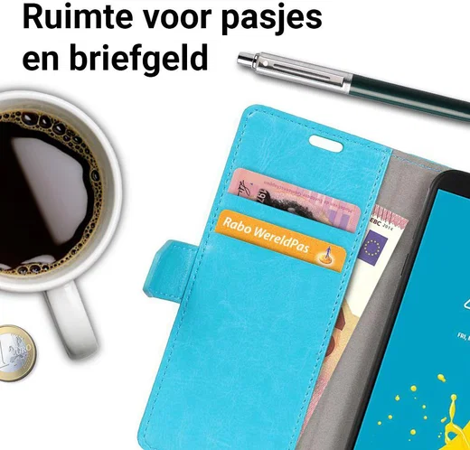 Samsung Galaxy J6 (2018) Crazy Horse Portemonnee Hoesje Blauw afbeelding 4