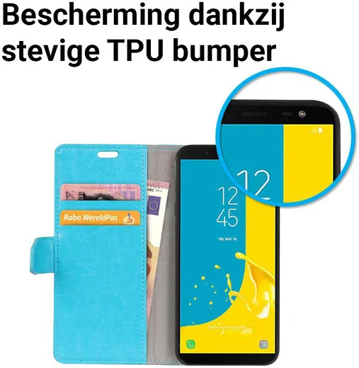 Samsung Galaxy J6 (2018) Crazy Horse Portemonnee Hoesje Blauw afbeelding 6