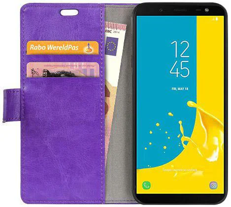 Samsung Galaxy J6 (2018) Crazy Horse Portemonnee Hoesje Paars afbeelding 2